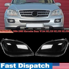 For Mercedes Benz W164 ML ML350 2006-2008 Pair Front Headlight Lens Cover Lense