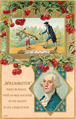 Postcard Embossed George Washington Chops Down Cherry Tree Can Not Lie 540