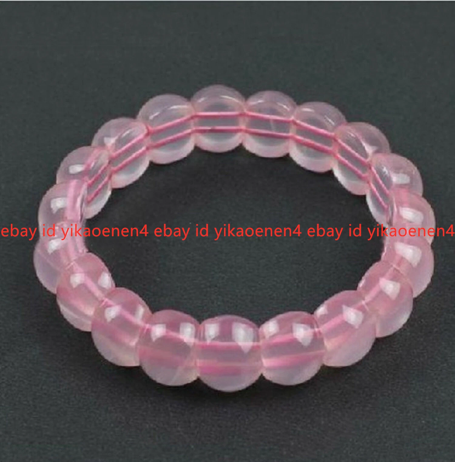 VALENTINO Bellissimo Bracciale Elastico 12x16mm Quarzo Rosa Pietre Preziose Perline 7 5'' AAA+