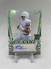 ROSCHON JOHNSON 2023 LEAF TRINITY FOOTBALL CLEAR ROOKIE ACETATE AUTO /15