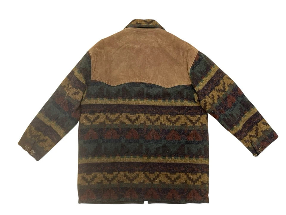 Vintage Woolrich Wool Leather Pads Thermolite Aztec Jacket Men’s Size Medium EUC - Image 2 of 4
