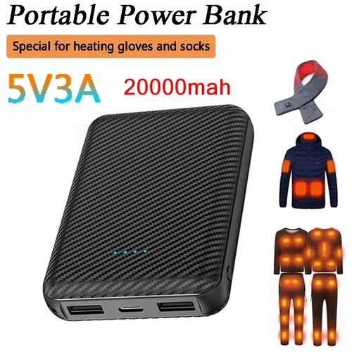 10000/20000mAh USB Power Bank Battery Pack Heated Jacket Vest Portable Charger - Foto 5 di 11