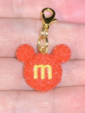 Red Orange Mickey Mouse Rose   Zipper Pull  Keychain Add On Clip 