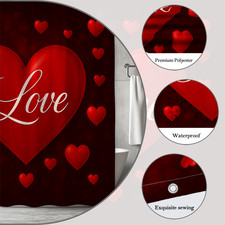 Red Love Hearts Shower Curtain for Valentine's Day Decorations