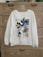 Disney Women s Sweatshirt White Tiana Lilo Woody Mickey Long Sleeve Crew 3XL