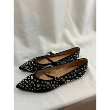 A New Day Womens Black Rhinestone Pointed Toe Mary Jane Flats Size 8.5 NEW
