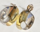 STERLING MEXICAN CLIP EARRINGS, TWO TONE GOLD TONE & STERLING 1" — photo 4