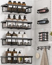 8 Pack Adhesive Rustproof Shower Caddy W/ Soap Dishes Toothbrush Holder Hooks