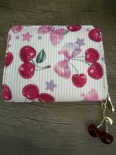 ROMWE Kawaii Cherry Corduroy Short Wallet Plush Coin Purse Cute Y2K Card Holder