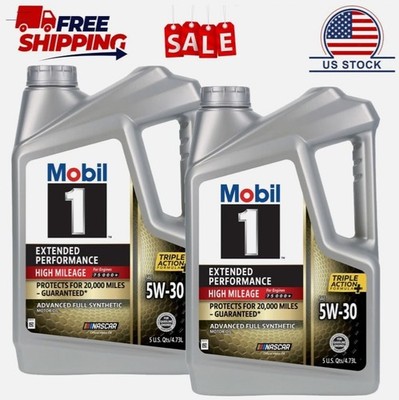 2 Pack, Mobil 1 Extended Performance High Mileage Full Synthetic Motor Oil 5W-30