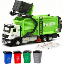 Toddlers Garbage Truck Toys Kids Trash Truck Toy Set Medium Size Alloy Inerti...
