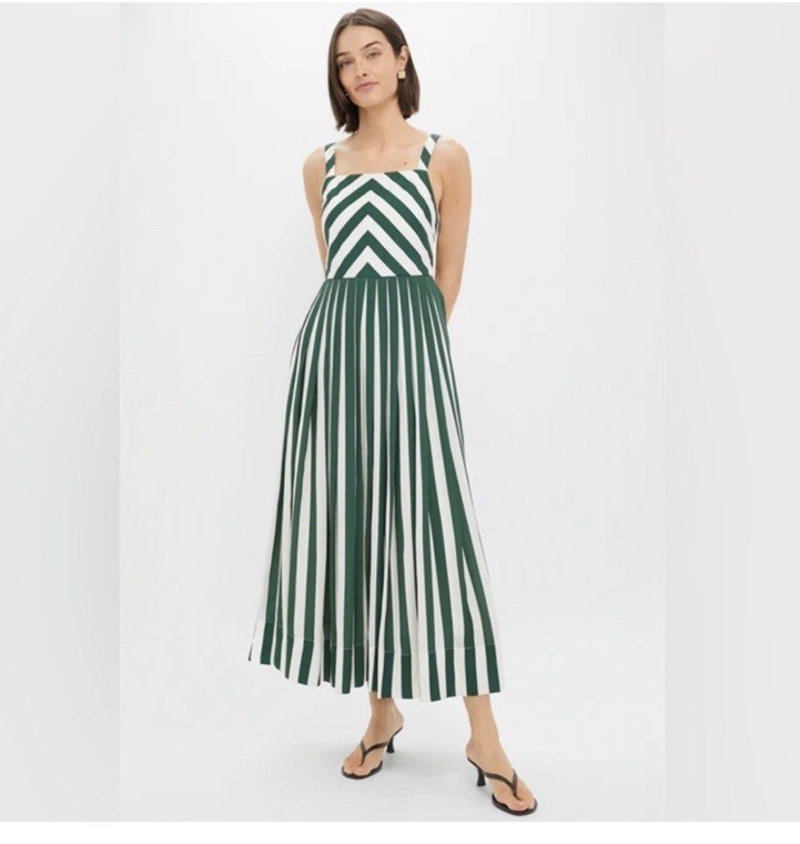 green and white long dress Ivory And Green Floral Maxi Dress With Slit