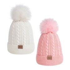 Kids Winter Beanie Hat Children's Warm Fleece Lined Knit Thick Ski Cap with P...