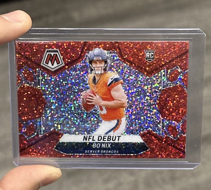 2024 Mosaic Bo Nix Red Sparkle Prizm #271 NFL Debut Rookie (RC) SSP Broncos
