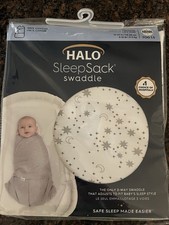 HALO SleepSack Swaddle 0-3 Months 6-12 Lbs Midnight Moons Gray Print Cotton