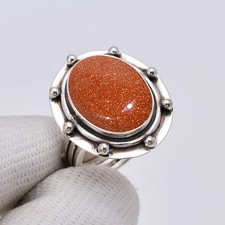 Golden Sunstone 925 Sterling Silver Jewelry Ring, Antique Christmas Gift For Her