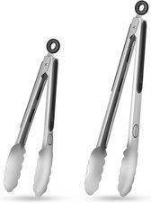 Pinzas Cocina Acero Inoxidable 2PC 9in 12in Bloqueo Silicona Antideslizante BBQ