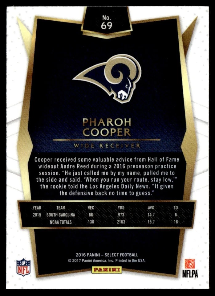 2016 Panini Select Pharoh Cooper Rookie Los Angeles Rams #69 - Image 2 of 2