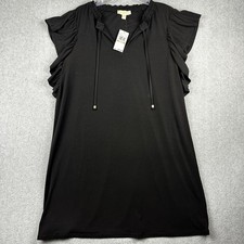 Michael Michael Kors Dress Womens 2X Black Ruffle Sleeve Tie Neck Basics NWT