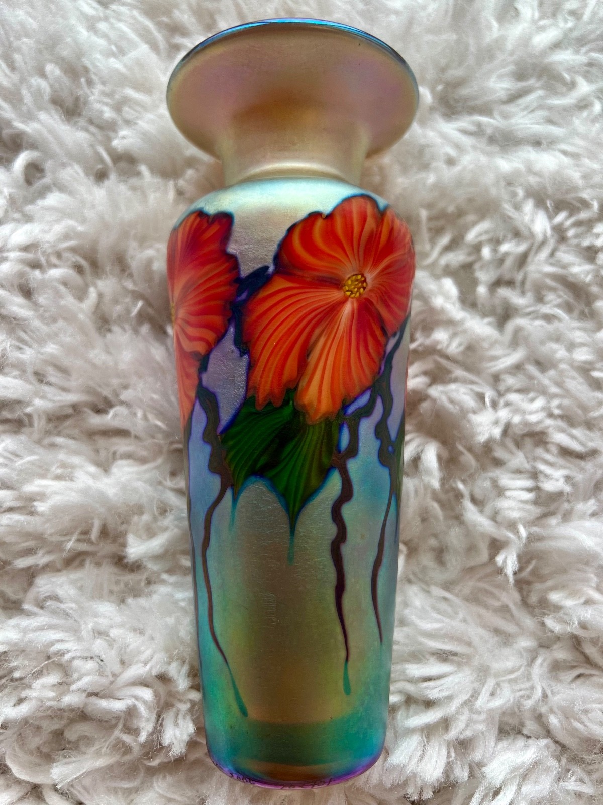 Lundberg Studios Signed Iridescent Art Glass Vase — 2006, #102701 — Floral Décor