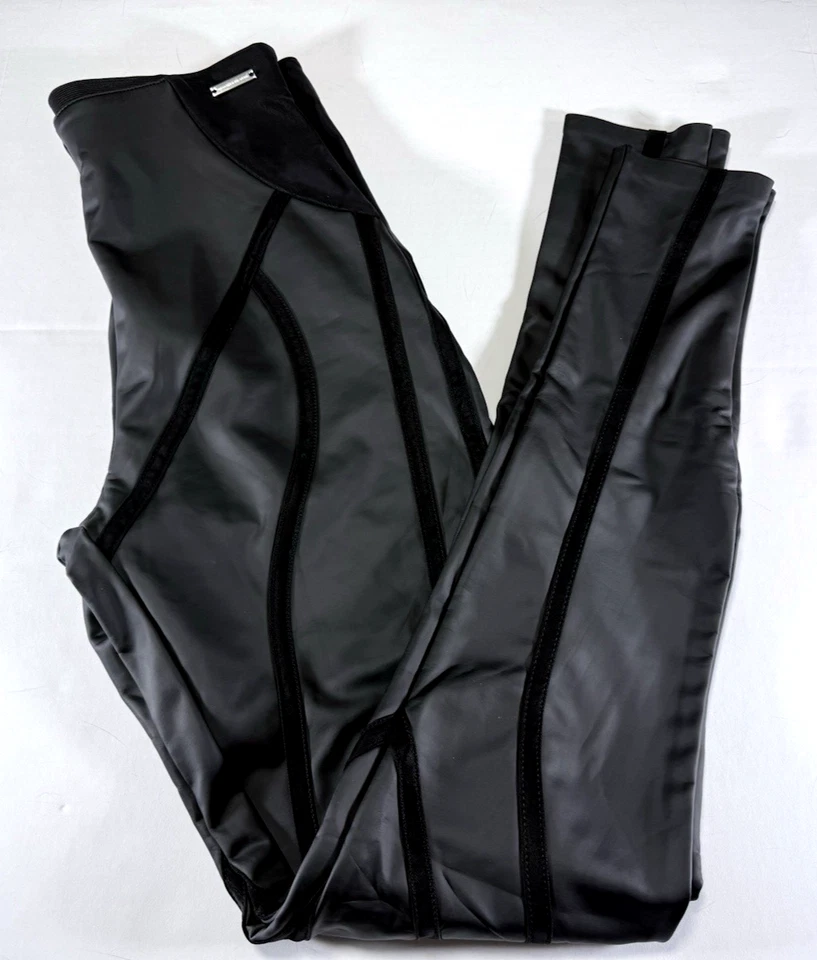 NWOT Maniere De Voir Black Matte Faux Leather Pant Legging SZ 8 High Waist - Image 2 of 4