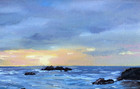 Beach Sunset Oil Painting 5x7 Glossy *Print Seascape Home Art — photo 3