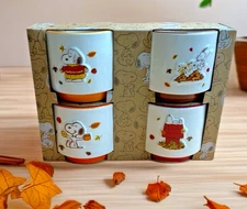 Rae Dunn Baking Dishes Peanuts Snoopy Fall Halloween Cute Sayings Pumpkins 4 PCS