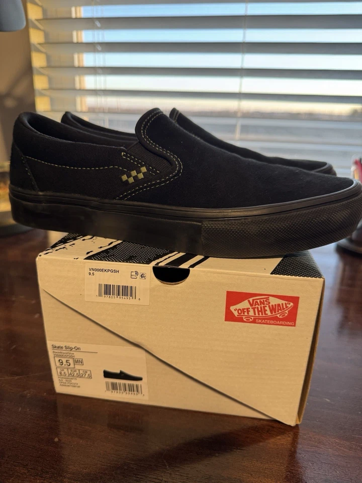 Vans SKATE Slip-on negro/negro/oliva Pop Cush Hombre’s 9.5/Mujer’s 11 NUEVO Foto 3 de 4