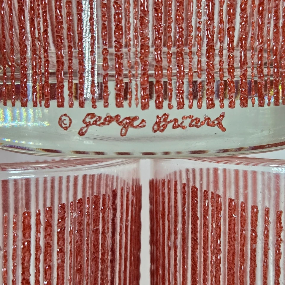 Juego de 5 vasos dobles antiguos de 4 1/4" ondulados Icie Coral de Georges Briard Foto 4 de 4