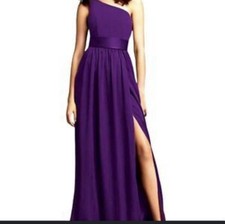 David’s Bridal Vera Wang One Shoulder Bridesmaid Dress Purple Amethyst Size 14