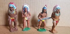 Vintage Barclay Manoil Lead Lot Of 4 Indians NICE PAINT HOLDING GUN AND KNIVES