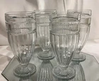 VTG Anchor Hocking ANNAPOLIS Footed Ribbed Pilsner 7” Ice Tea Glass - Set of 4
