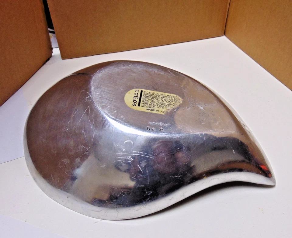 Vtg Nambe 562 12 x 9.5 inch Metal Teardrop Serving Bowl Mid Century Modern MCM - Image 3 of 4