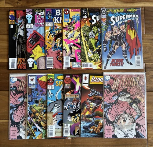 Comic Books Vintage Mixed Lot of 12 - 1990s Comics Superman Spider-Man Punisher