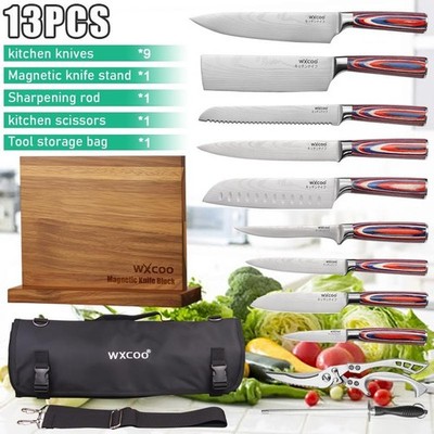 13PCS Stainless Steel Forged Chef Knife Set with Wooden Handle and Knife Stand