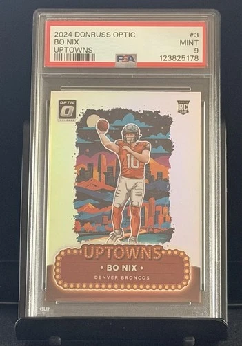 2024 Panini Donruss Uptown Bo Nix RC #3 PSA 9 Mint Denver Broncos Rookie