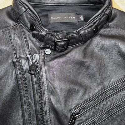 Ralph Lauren Black Label Hybrid Motorcycle Padded Biker Lamb