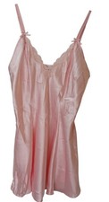 Morgan Taylor Sz M Pink Satin Lace Chemise Slip Dress Nightgown Adj Straps D-30