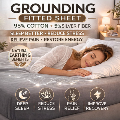 Grounding Earthing Fitted Sheet Twin  5% Silver Fiber Bed Sheet White