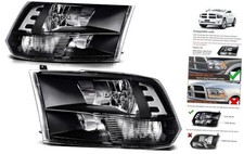 Headlight Assembly for 2009 2010 2011 Dual Beam Model Black Housing Clear Side
