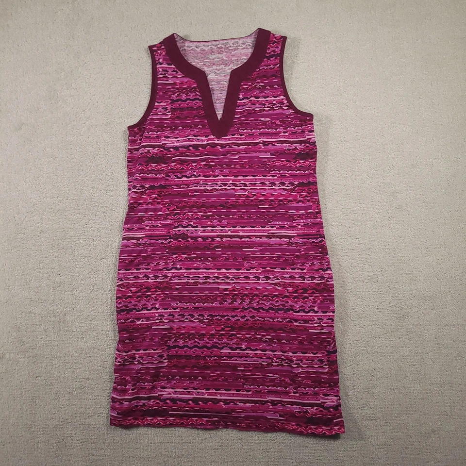 Vestido Lands' End feminino médio grande rosa borgonha sem mangas gola redonda - Imagem 2 de 4