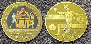LeBron James MVP Gold Coin Basket Ball NBA Autograph Sport Miami Heat Americana