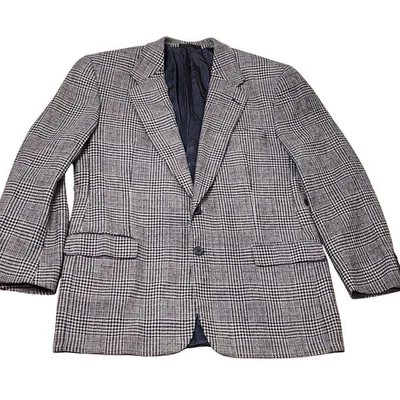 Nick Hilton Sport Coat Mens 44 Gray Wool Glen Plaid Tweed Two Button Blazer USA - Image 1 of 4