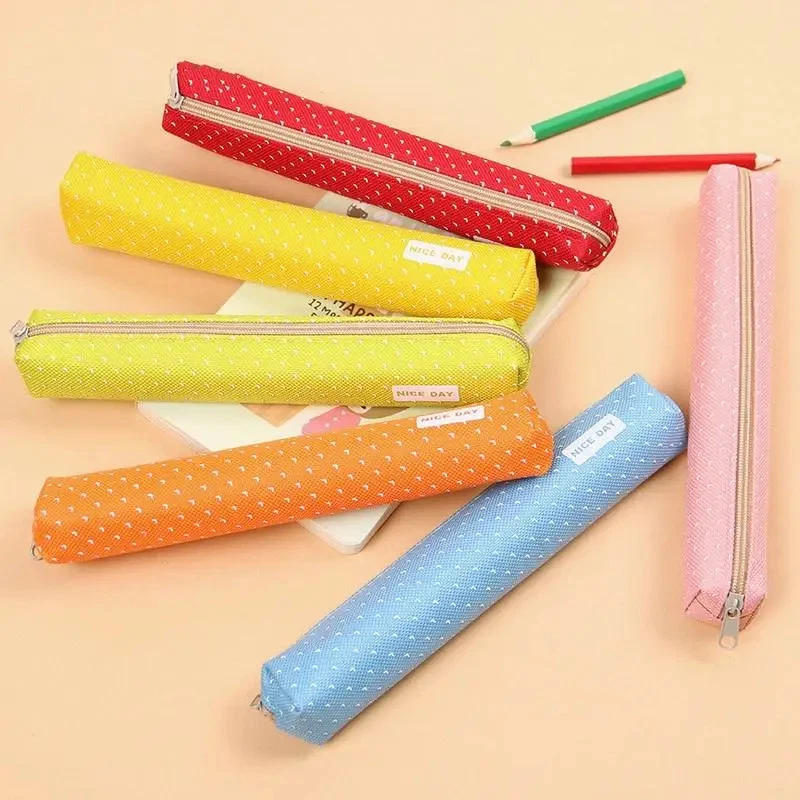 Estuche para Lápices Bolsa Pequeño Lona Fresca Cremallera Punto Kawaii Moda para Mujer Escuela Foto 2 de 4