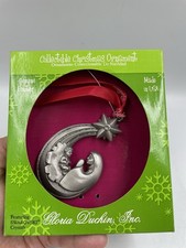Vintage Gloria Duchin Pewter Madonna, Mother  Child Christmas Ornament