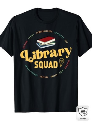 Library Worker Designs Library Squad T-Shirt - Unisex Retro Graphic Tee with L