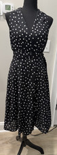 Vintage Kasper Black White Polka Dot A-Line Dress Size 4 Classic Retro 90s Party