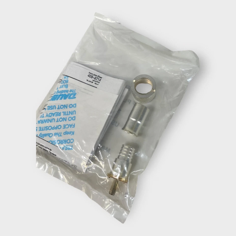 Tyco 330830 Cable Connector Silver Coaxial UHF Male Pin Plug Straight Crimp On Foto 3 de 4