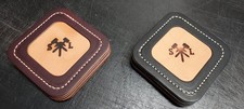 CUSTOM IN LAID LEATHER COASTERS: BURGUNDY OR BLACK