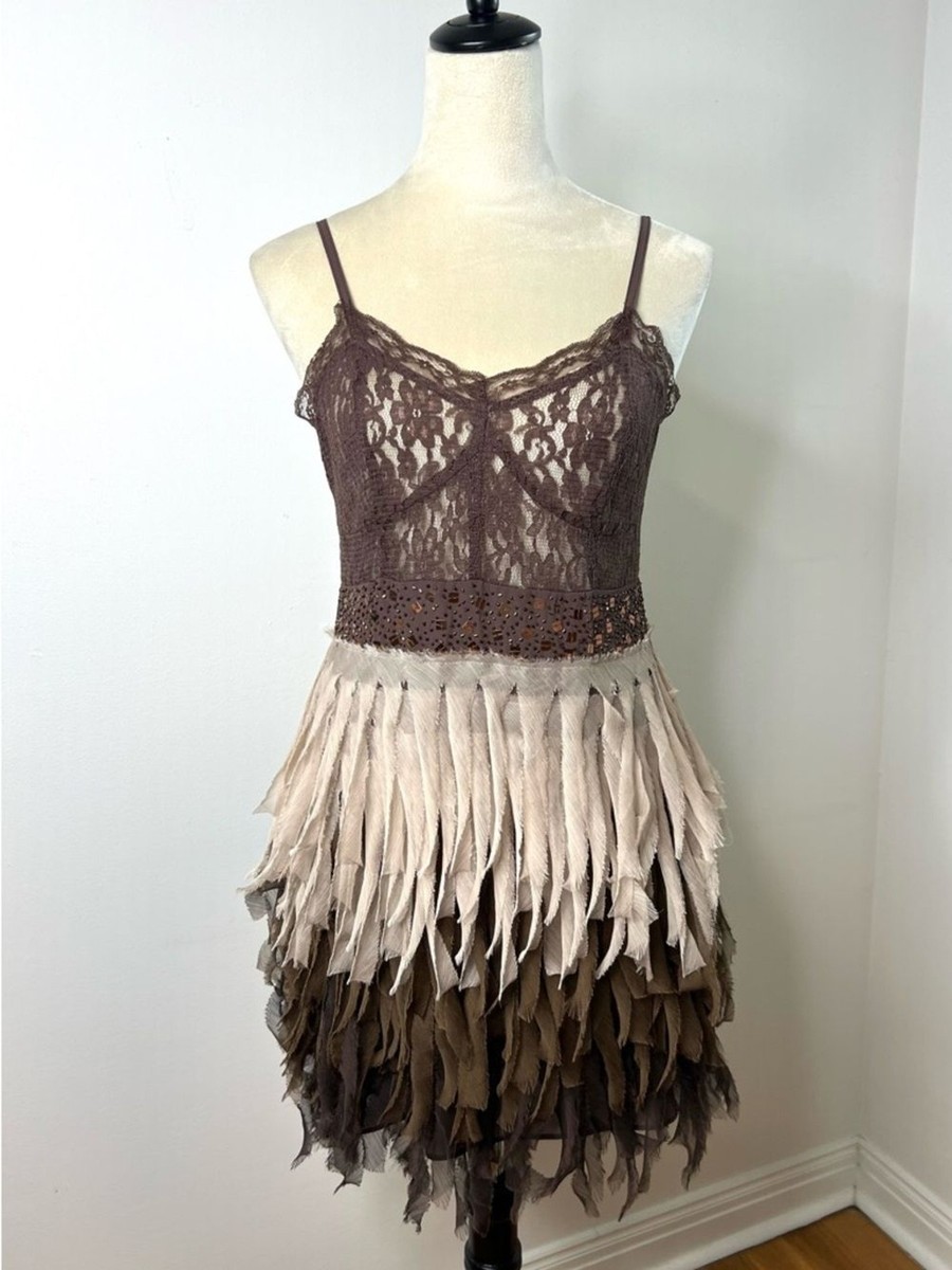 Runway Couture Slip Mini Dress Ombr Chiffon Lace SZ M EUC | eBay